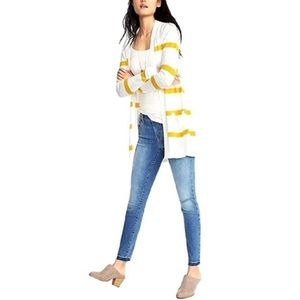 Old Navy Long Sleeve Yellow/White Striped Cardigan